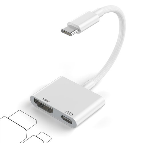 USB-C to HDMI Adapter for iPhone 16 15 MacBook iPad, 4K@60Hz Type C to HDMI Adapter with 100W PD Multiport Digital AV Converter for Galaxy, Pixel, Tablets, Switch, Laptop to HDTV Projector Monitor