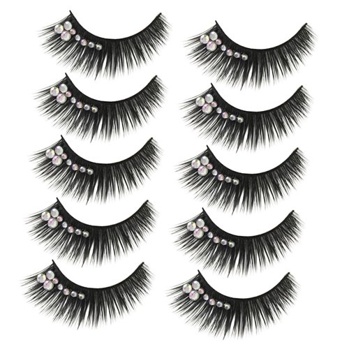 Beatifufu 5 Pairs diamond eyelashes artificial kiss lashes royal silk lashes with glitter natural fake eyelash rhinestone eyelashes cosplay fake lashes natural eyelash decor make up cosmetic