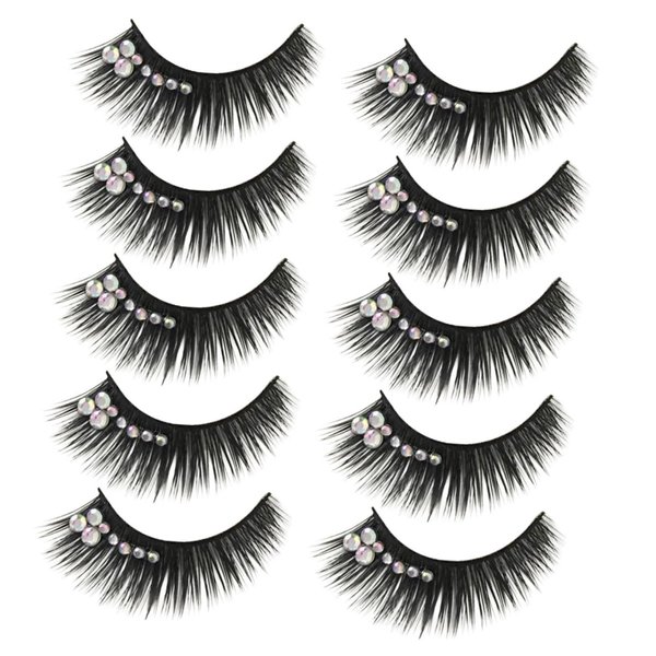 Beatifufu 5 Pairs diamond eyelashes artificial kiss lashes royal silk lashes with glitter natural fake eyelash rhinestone eyelashes cosplay fake lashes natural eyelash decor make up cosmetic