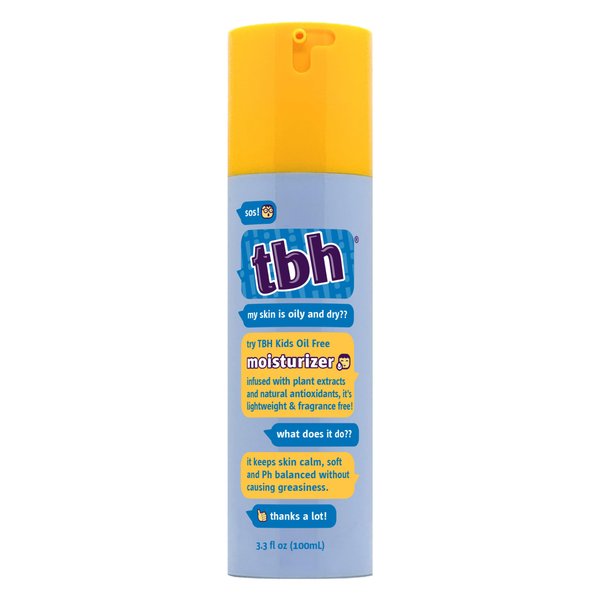 TBH Gentle Hydrating Face Moisturizer for Kids, Tweens, and Teens with Sensitive Dry Oily Skin - Shine Free Face Moisturizer for Girls and Boys - Sulfate Free, Paraben Free - Travel Friendly - 3.3 Oz