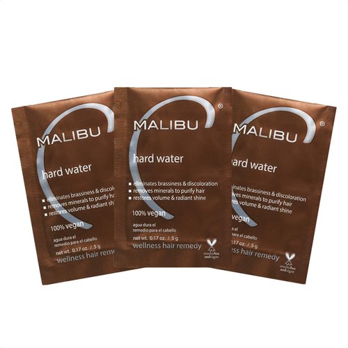 Malibu C Hard Water Wellness Hair Remedy - Removes Hard Water Deposits & Impurities from Hair - Contains Vitamin C Complex for Shiny Hair + Vibrancy - Hard Water Hair Products (3 Packets)