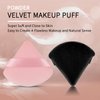 2 Pcs EVAOUXIU Triangle Powder Puff for Face Powder, Soft Plush Setting Powder Puff, Velour Cosmetic Foundation Blender Sponge Beauty Makeup Tools (Black&Pink)