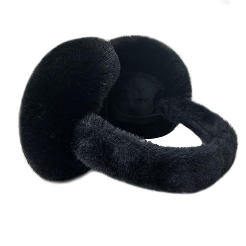 Yedilen Women Winter Ear Muffs Soft Faux Fur Headband Earmuffs Foldable Cute Ear Warmers For Cold Weather (Black)