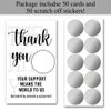 Haizct 50 Pack Thank You Blank Gift Certificate Scratch Off Cards for Small Business, Spa Beauty Makeup Hair Salon, Bridal Shower, Baby Shower, Country Wedding (Thank You Card B), Silver-GK087