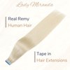 LADY MIRANDA Blonde Tape in Hair Extensions Human Hair 100% Remy Hair Platinum Blonde 20 Inch 20 Pcs 50g/pack Tape in Hair Extensions Real Human Hair Long Lasting Tape in Extensions
