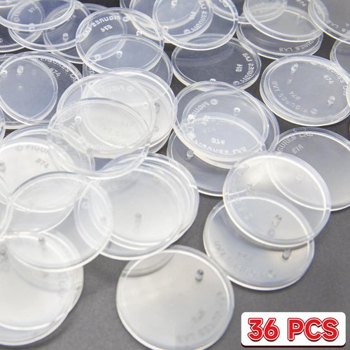 SIXPOINTS 36 Pieces Clear Round Figure Display Stand Base Compatible with 3.75” Movie Action Figure MODERN Star Wars / MODERN GI Joe /Marvel, 37.5mm Wide Disc,2.35mm Peg Doll Model Support Stands