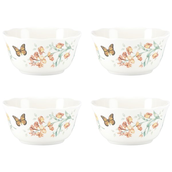 Lenox Butterfly Meadow Melamine 4-Piece Bowl Set, 1.3 LB, White
