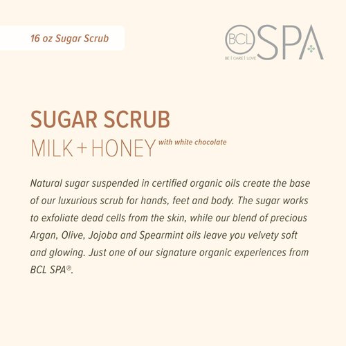 BCL SPA Sugar Scrub Milk + Honey with White Chocolate, 16 oz