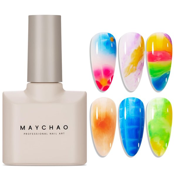 MAYCHAO Clear Blooming Gel, 15ml Soak Off Nail Lamp Gel Nail Polish Glossy Finish Long Lasting for Home Nail DIY Manicure, 0.5 OZ