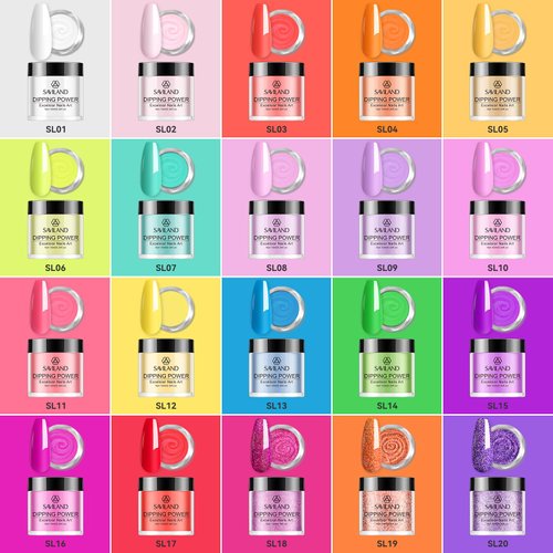 Saviland 29Pcs Dip Powder Nail Kit Starter - 20 Colors Dipping Powder Nail Kit for All Season & 15ml Dip Liquid Set System with Base Top Coat Activat for Nail Art Manicure DIY, Ideal Gift for Ladies