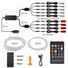 Interior Car Lights, 9 in 1 Car LED Lights with Wireless APP/RF Remote/Button Control, 16 Million Colors Ambient Lighting Kit with 5 Fiber Optic LED Strips & 4 Under Dash Lights for Cars