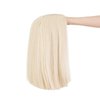 SWACC 12 Inch Short Length Straight Middle Part Hair Wig Synthetic Heat Resistant Wigs for Women with Wig Cap (Platinum Blonde)