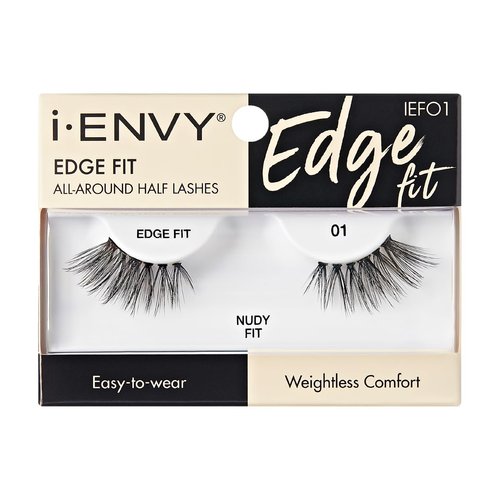 i-ENVY Half Lashes, Edge Fit False Eyelashes Natural Dramatic Look Wispy Cat Eye Clear Band Fluffy Volume Soft Strip Short Half Fake Eyelashes Light Weight Comfort Everyday Easy to Wear (NUDY FIT)