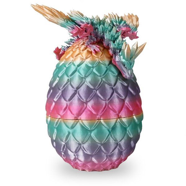 Pigmiss 3D Printed Dragon Egg Crystal Dragon Fidget Toy Full Articulated Dragon Mystery Dragon Eggs with Dragon Inside Home Office Desk Decor Gifts Toys (Laser Colorful)