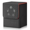 Xuanbeier Card Deck Box for Trading Cards,Card Storage Box Fits 120+ Single Sleeved Cards, PU Leather Strong Magnet Card Deck Case Holder for Magic Commander TCG CCG (Black-RED)