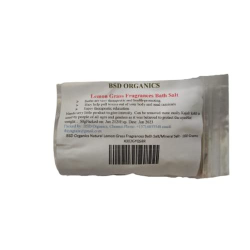 BSD Organics Natural Lemon Grass Fragrances Bath Salt/Mineral Salt - 100 Grams / 3.5 Ounce