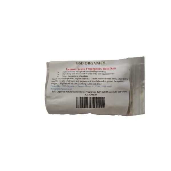 BSD Organics Natural Lemon Grass Fragrances Bath Salt/Mineral Salt - 100 Grams / 3.5 Ounce