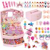 Hair Accessories for Girls Hair Jewelry Set for Girls Including Jewelry Box/Hair Clips/Hair Barrettes/Hair Ties/Hair Bows Girl Birthday Gifts for girls Age 4 5 6 7 8-10 (Square Jewelry Box)
