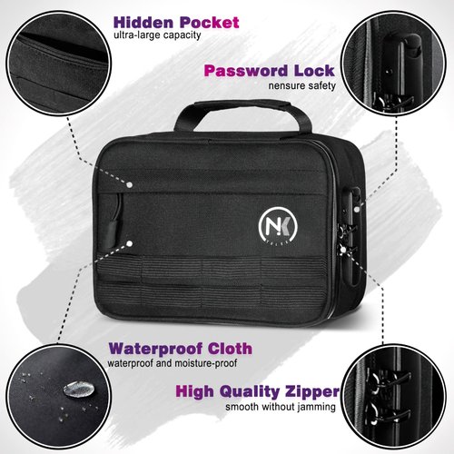 NKTOLEE Smell Proof Bag with Combination Lock, Stash Box - Personal Organizer Case Container Suit for Travel Storage Box Smell Proof