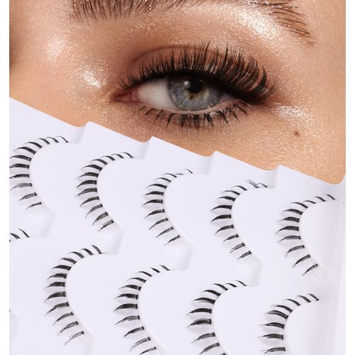 False Eyelashes Bottom Lashes Wispy Natural Mink Lashes Clear Band DIY Lashes Reusable Soft Handmade Lashes Pack