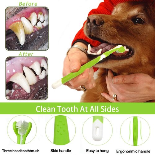 URMYONLY Dog Toothbrush, Finger Toothbrushes, 360 Degree Toothbrush, Triple Head Dog Toothbrushes, Double Head Toothbrush,Cleaning Brushes for Dog Cat Oral Dental Health 9Pack