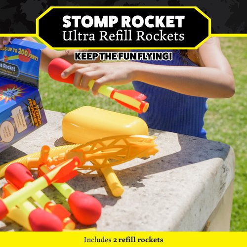 Stomp Rocket Ultra Rocket Refills, 2 Rockets - Replacement Foam-Tipped Rockets for Kids - Fun Backyard & Outdoor Kids Toys Gifts for Boys & Girls