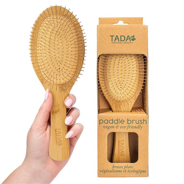 Tada Natural Beauty Bamboo Hair Brush l Wooden Comb l Bamboo Brushes for Wet Dry Curly Thick Straight Hair l Detangling Hairbrush for Women, Men, and Kids (Wood Metal Pin Brush)
