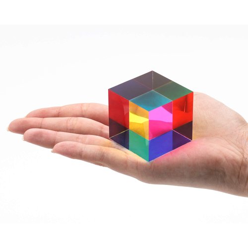 ZhuoChiMall CMY Mixing Color Cube, 40mm (1.57 inch) Acrylic CMYcube Prism for Desktop Decoration, Science Learning Toys Educational Gifts for Kids, 2 Pack