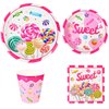 71 Pcs Candyland Party Supplies, Candy Tableware Set Serves for 8 Guests, Candy Tablecloth Lollipop Plates Spoons Knives Forks Napkins for Girls Kids for Baby Shower Lollipop Birthday Party Decor