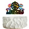 Dark Laser Game Cake Topper for Boys Girls Adult Happy Birthday Gun Game Laser Party Supplies Favors Glitter Neon Cake Decorations