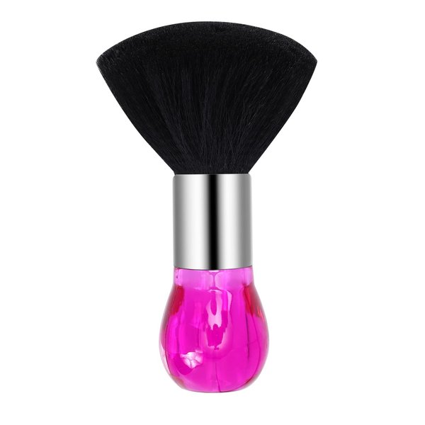 Beaupretty Neck Duster Brush Hair Cleaning Brush Hair Sweeping Duster Brush with Plastic Handle Professional Barber Haircutting Brush for Home Barber Salon Pink