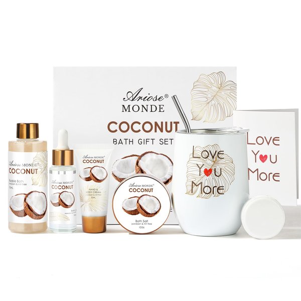 Birthday Gift Box for Women, Spa Tumbler Gifts Get For Her, Spa Gift Basket Care Package of Coffee Mug, Bubble Bath, Hand Cream, Bath Oil, Bath Salt,Shower Steamer, Unique Thank You Gifts