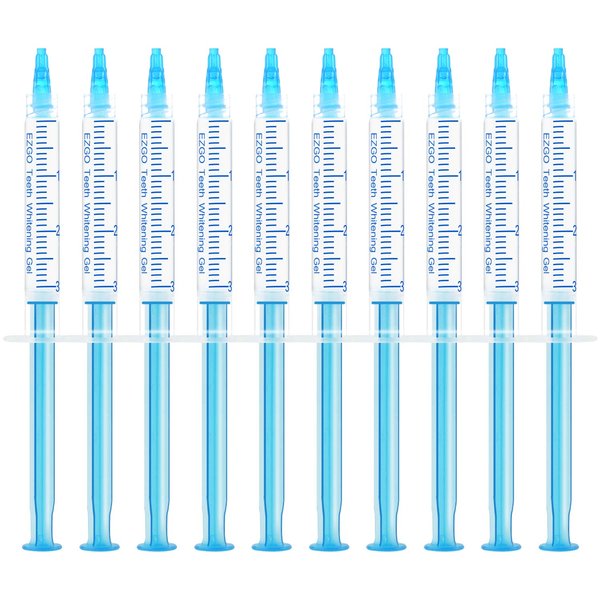 EZGO 10 Pack Teeth Whitening Gel Refills 22% Bleaching Gel, No Sensitive Teeth Whitener, Great for Sensitive Tooth Whitening, Carbamide Peroxide Teeth Whitening Gel, Mint Flavor (10X 3ML)