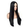 WIGER Long Black Wigs Straight Black Hair Dye Wig for Women Middle Part Synthetic Heat Resistant Natural Hair for Party or Halloween Costume Full Black Wigs for Girls (1B)