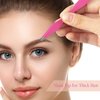 NUOMI 2 Pack Eyebrow Tweezers Double Ends Stainless Steel Tweezers Makeup Tools with Slant/Pointed Tips for Removing Facial Hair, Ingrown Hair, Pink and Black