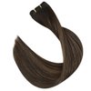 Full Shine Balayage Weft Hair Extensions Human Hair 24 Inch Sew in Hair Extensions Real Human Hair Color 2 Dark Brown Fading to 8 Brown Highlight 2 Remy Hair Extensions Real Human Hair 105G for Women