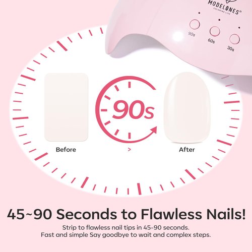 Modelones Semi Cured Gel Nail Strips, 32 Pcs Transparent Crystal Clear Gel Nail Stickers Sheer Gel Polish Strips, Ultra-glossy, Long Lasting,Gel Nail Wraps U V for Home Nails DIY