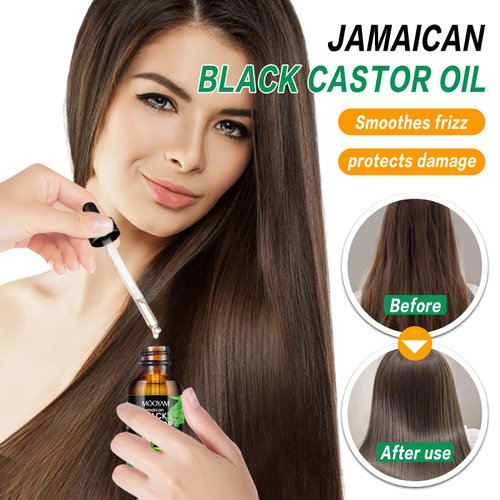 Jamaican Black Castor 100% Pure and Natural Castor Oil Organic Cold Pressed Unrefined Glass Bottle, Castor Oil for Face Hair Growth Eyelashes Eyebrow Growth Serum Hair Treatment Oils Castor oul 2FLOZ