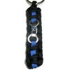 RedVex Thin Line Paracord Key Chain/Key Fob - Choose your colors - 3", 4", 6", and 8" Lengths (Qty-1) (Black with Blue Line, 6-inch with Handcuffs & ABS Clip)