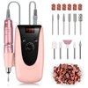 Rechargeable Professional Nail Drill Machine - Madenia 35000 RPM Portable Electric Nail File E File for Acrylic Gel Nails, Manicure Pedicure Polishing Tools with Display Screen, Pink