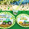 Tractor Party Supplies Decorations, Disposable Kids Birthday Paper Plates and Napkins Set with Cups and Straws for 24 Guests, 120 Pcs Party Dessert Dinnerware