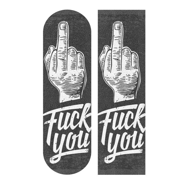 Hupery Middle Finger Sign Skateboard Grip Tape Longboard Griptape Waterproof Grip Tape Sheet Sticker Deck Sandpaper Griptape, 33.1x9.1 inch (Middle Finger)