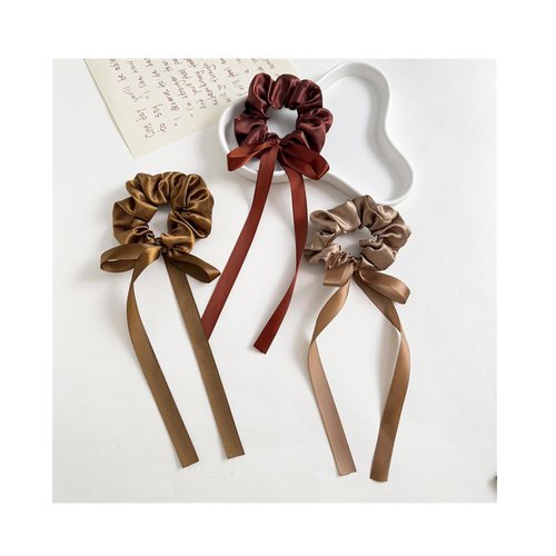 Bow Scrunchie Hair Ties with Bow Silk Scrunchies Women Girls Cute Bows Hair Ribbon Tie for Thick Thin Hair Bowknot Satin Scrunchies Ponytail Holder Scrunchy Bows Long Tail Hair Bands