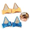 GUGUMO 4 Pcs Bluey Ears Hair Clips, Glitter Hair Barrettes with Bows, Blue Hair Pin Accessories for Halloween Costume Birthday Decorations Theme Party Supplies Cosplay (Blue & Orange)
