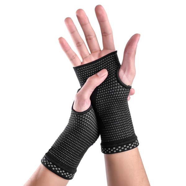 ABYON Wrist Compression Sleeves (Pair) for Carpal Tunnel and Pain Relief Treatment,Wrist Support for Women and Men.Breathable and Sweat-Absorbing carpal tunnel wrist brace (Black, XL)