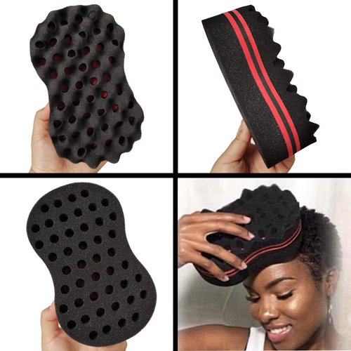 2PCS Hair Curl Sponge Set with Twist Comb and Double-Sided Brush for Afro Coils, Dreadlocks, Curls, and Black Men's Hair (Right Glove Included)
