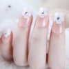 Chicque Rhinestone Press on Nails Short Crystal Stick on Nails French Glossy Fake Nails Festival False Nails for Women and Girls 24PCS (B)