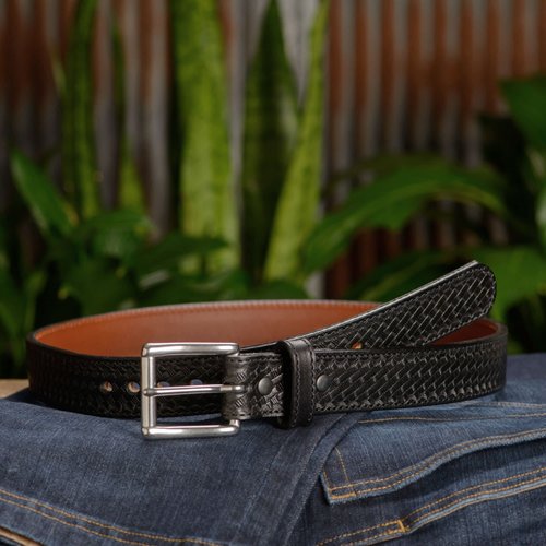Bullhide Belts Mens Leather Belt for Casual Dress, 1.50" Wide 1.50" Wide, Black, 36 Inches