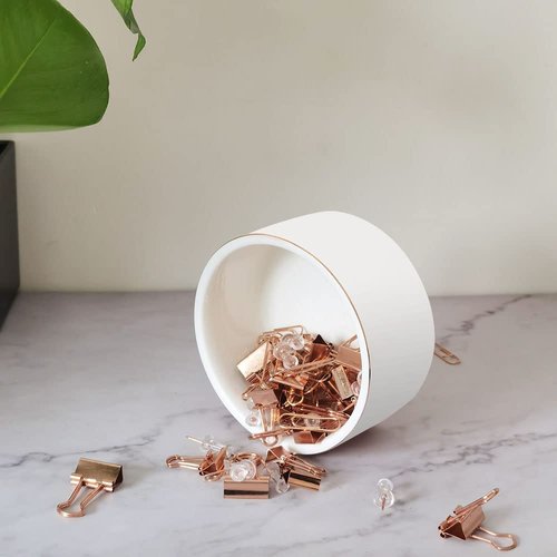Paper Clip Holder Ceramic Paperclip Holders for Desk Organizer, White