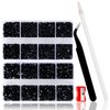 QPRETTY DU 10400PCS Black Rhinestones, Jelly Resin Rhinestones for Nails, Flatback Non Hotfix Crystals DIY Rhinestones for Crafts with 15 cm Pencil Sharpener and Tweezer & Picker Pen (Black)